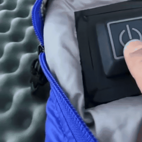 Close-up of the sleeping bag heating control